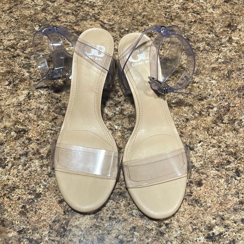 Euc Gb Gianni Binni Block Heels Clear 6.5
